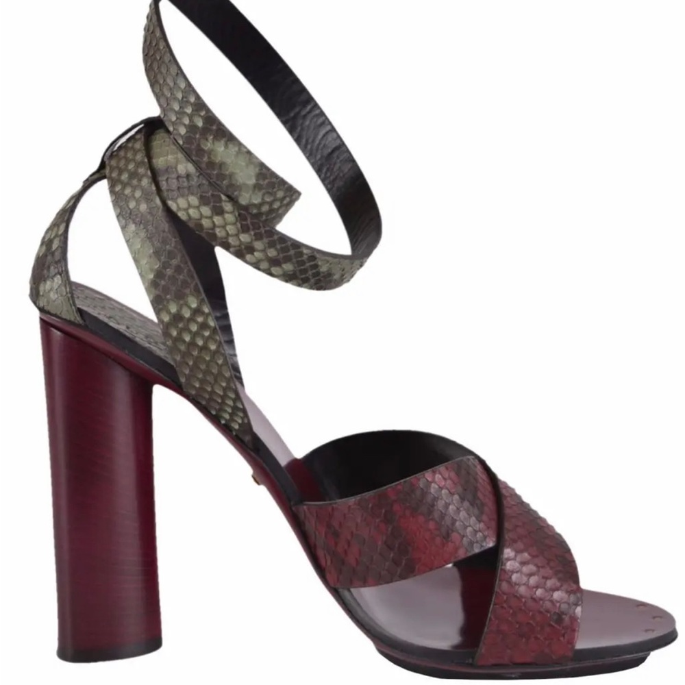 GUCCI Candy Ombre Snakeskin Block Heel Sandal